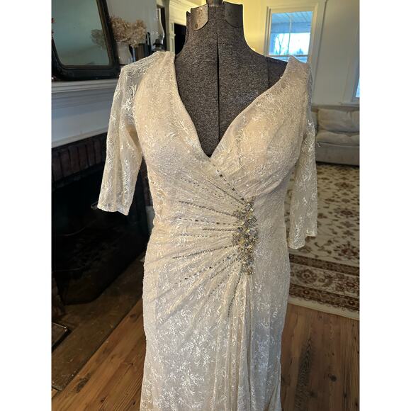 Montage by Mon Cheri Champagne Wedding Gown Mother of the Bride 14 Lace Cream - Picture 11 of 16